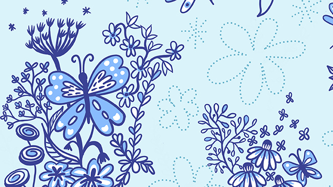 butterfly meadow toil pattern banner