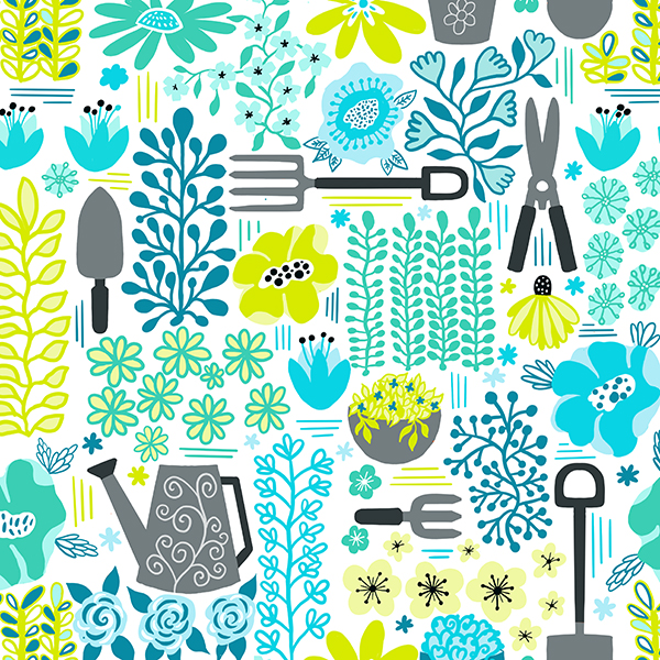 i love gardening fabric pattern