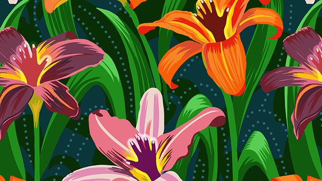 hands up surreal lily pattern wallpaper