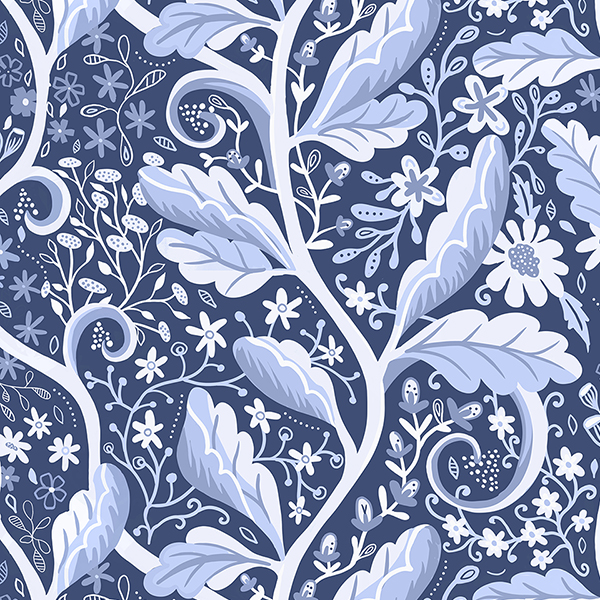 blue climbing vine fabric