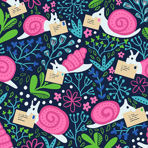 garden snail mail pattern design