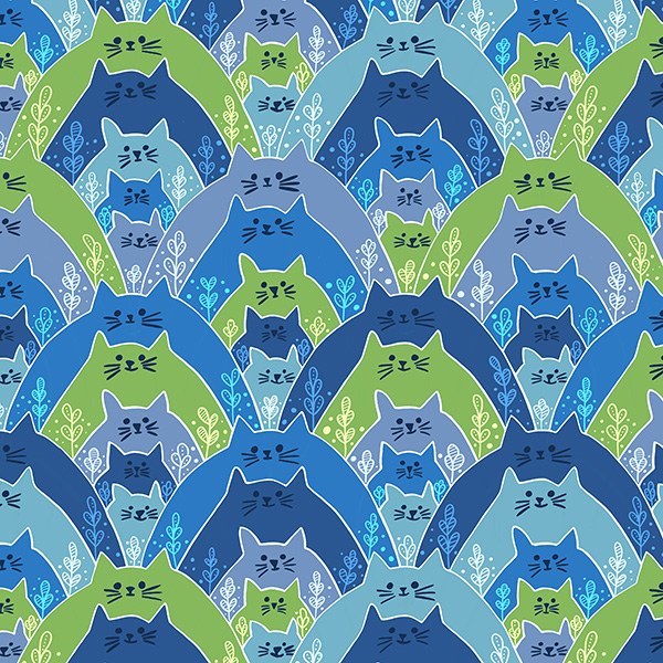 blye cats repeat pattern