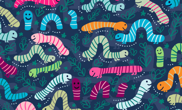 creative inchi worms fabric design