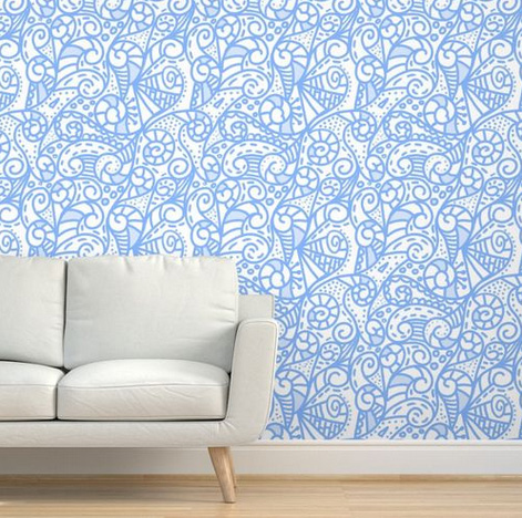 Blue Boho Spiralize Wallpaper