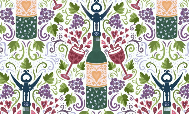 For the love of wine damask