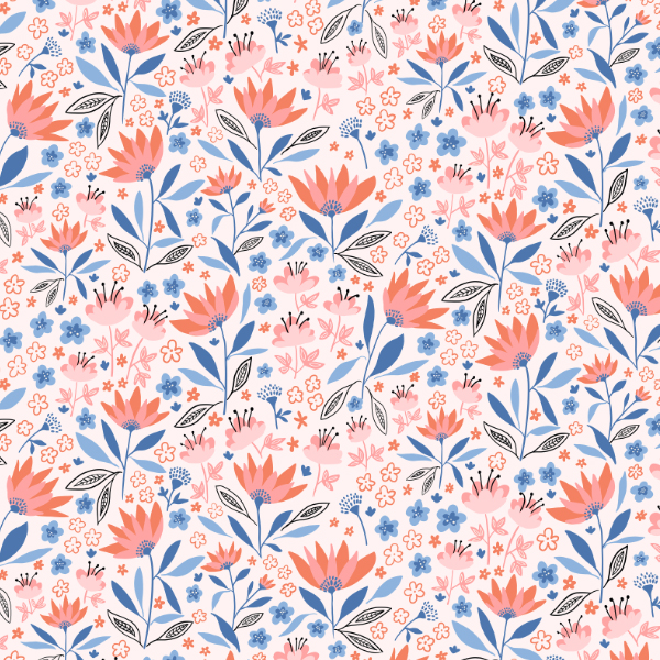 Coral Bliss Floral Fabric Collection by Zoe Feast