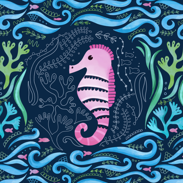 susie seahorse embroidery template