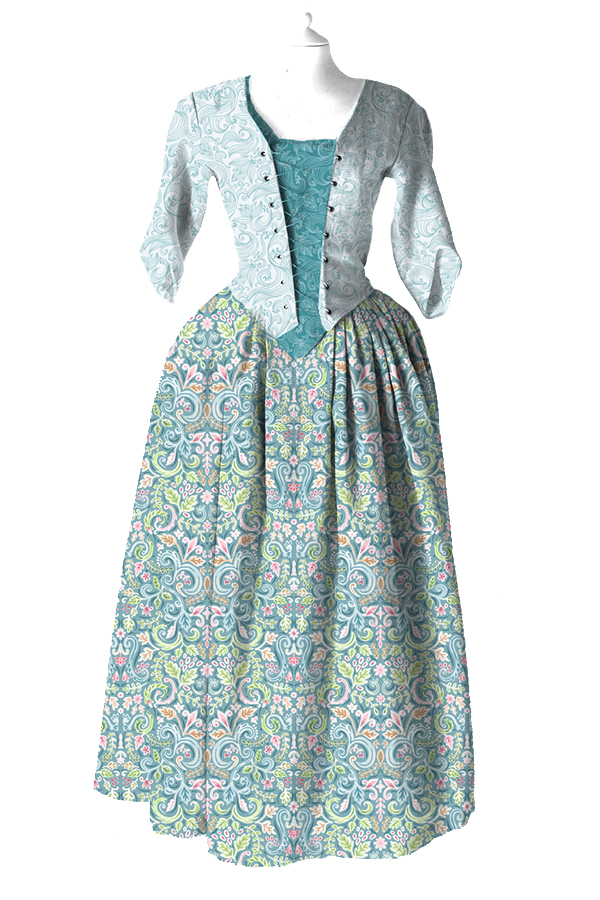 18th century rococo historical dress fabric