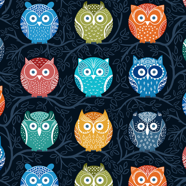 rainbow owls pattern