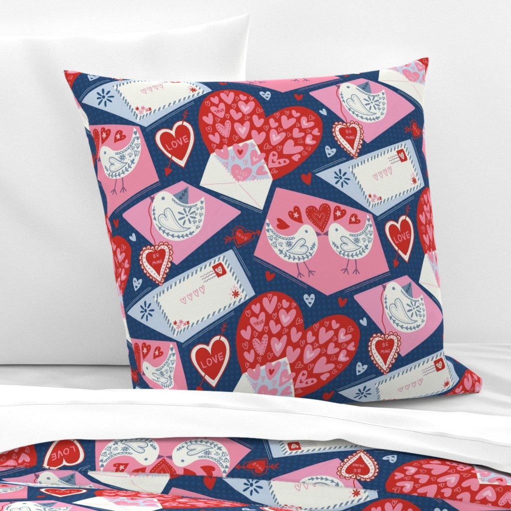 valentine kitsch birdies pillow