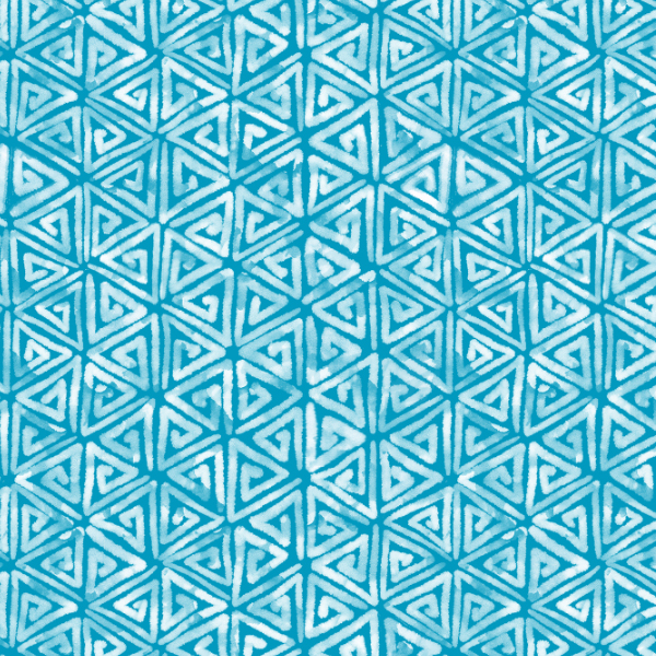 batik spiral hexagon seamless pattern on cyan
