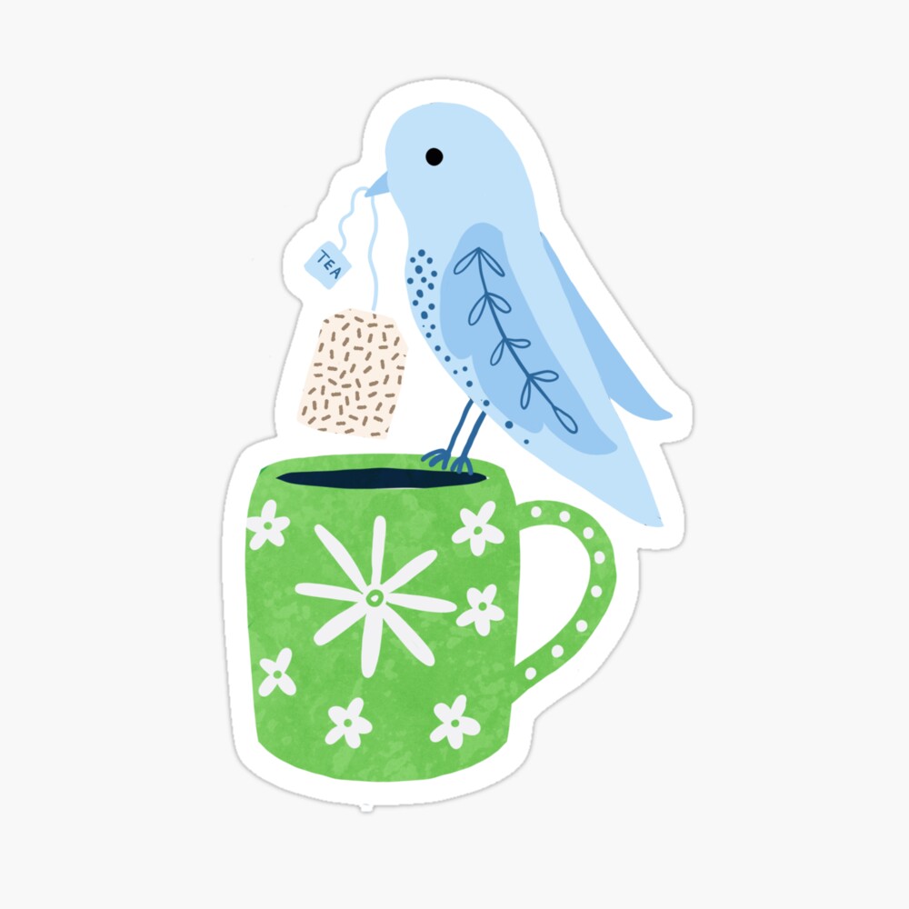 blue bird teabag sticker