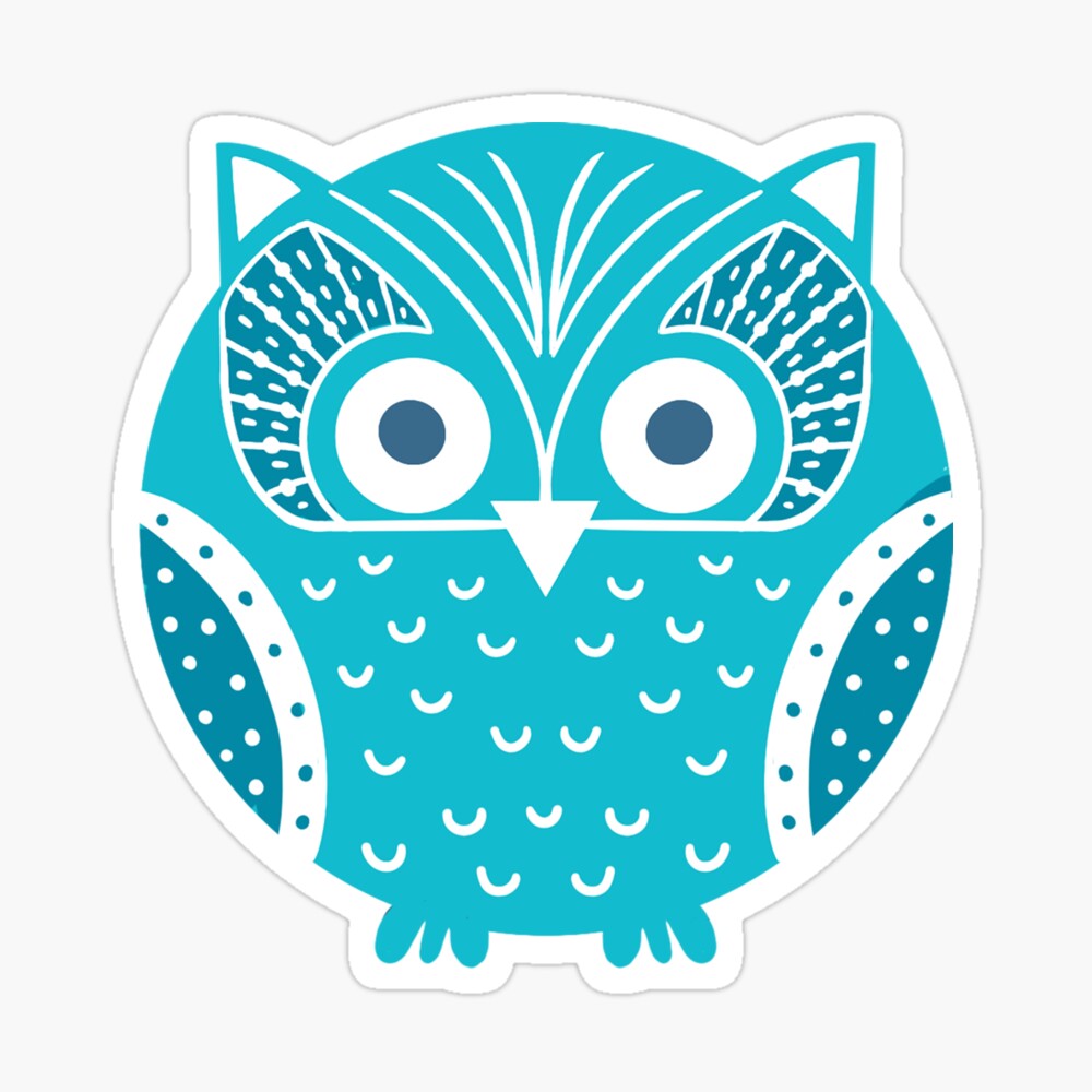 cyan owl sticker