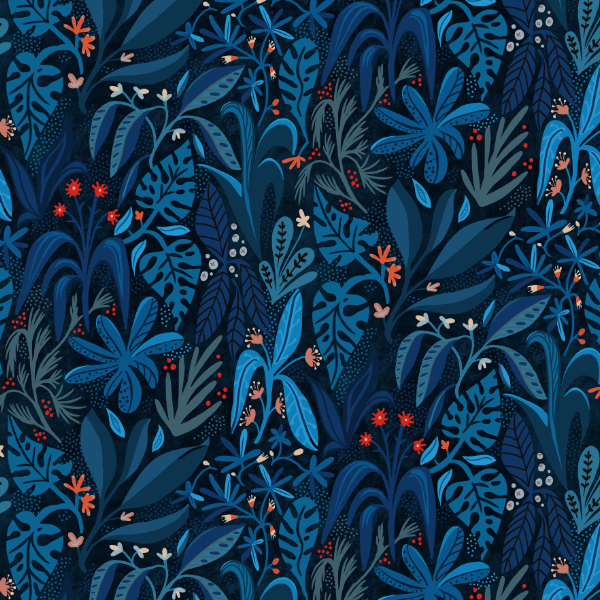 Jungle Nights Moody Tropical fabric Collection by Zoe Feast