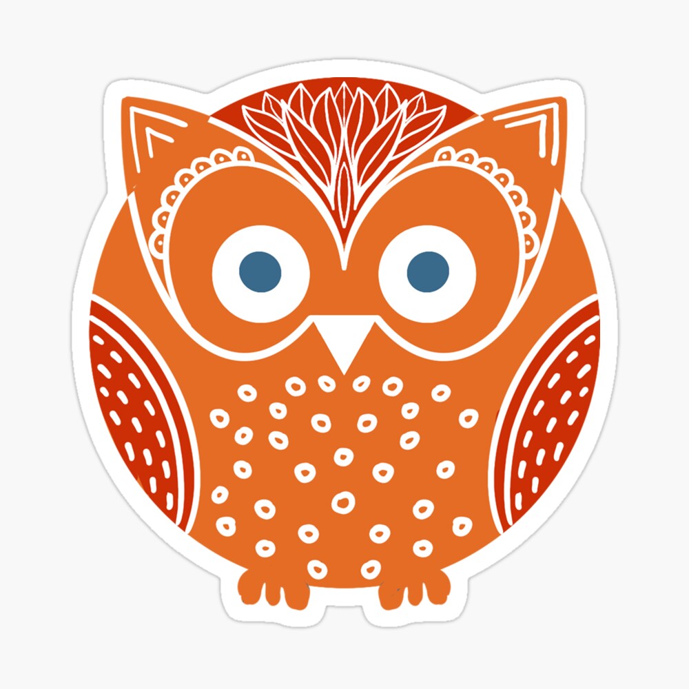 orange owl sticker