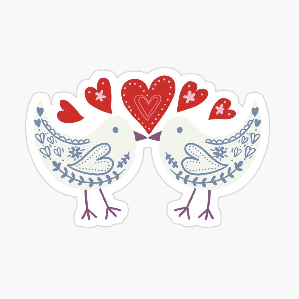 valentine love birds sticker