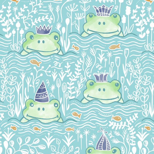 frog swamp party pattern by zoe feast aka creativeinchi