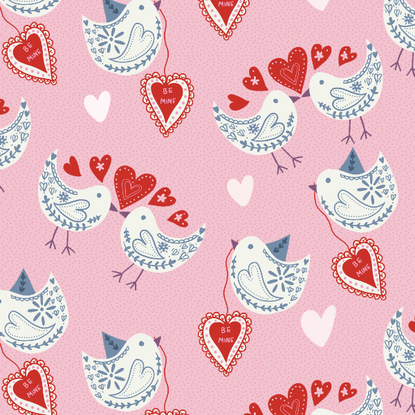 love birds seamless pattern