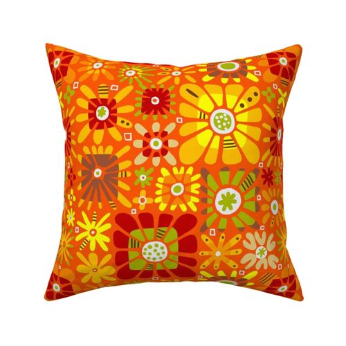 groovy floral throw pillow